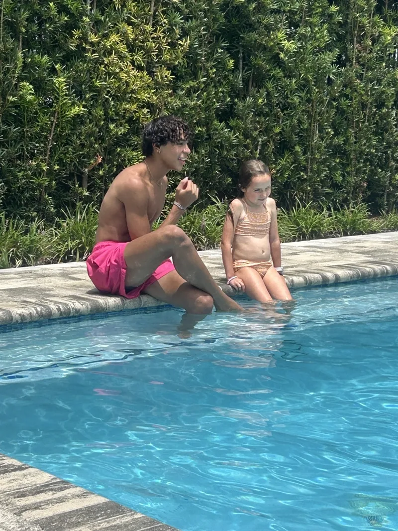 John and Marilynn poolside at the kickoff sleepover