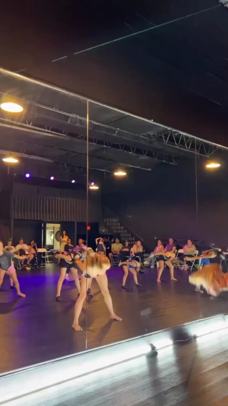 Wide shot of the open house floor at Exchange Dance