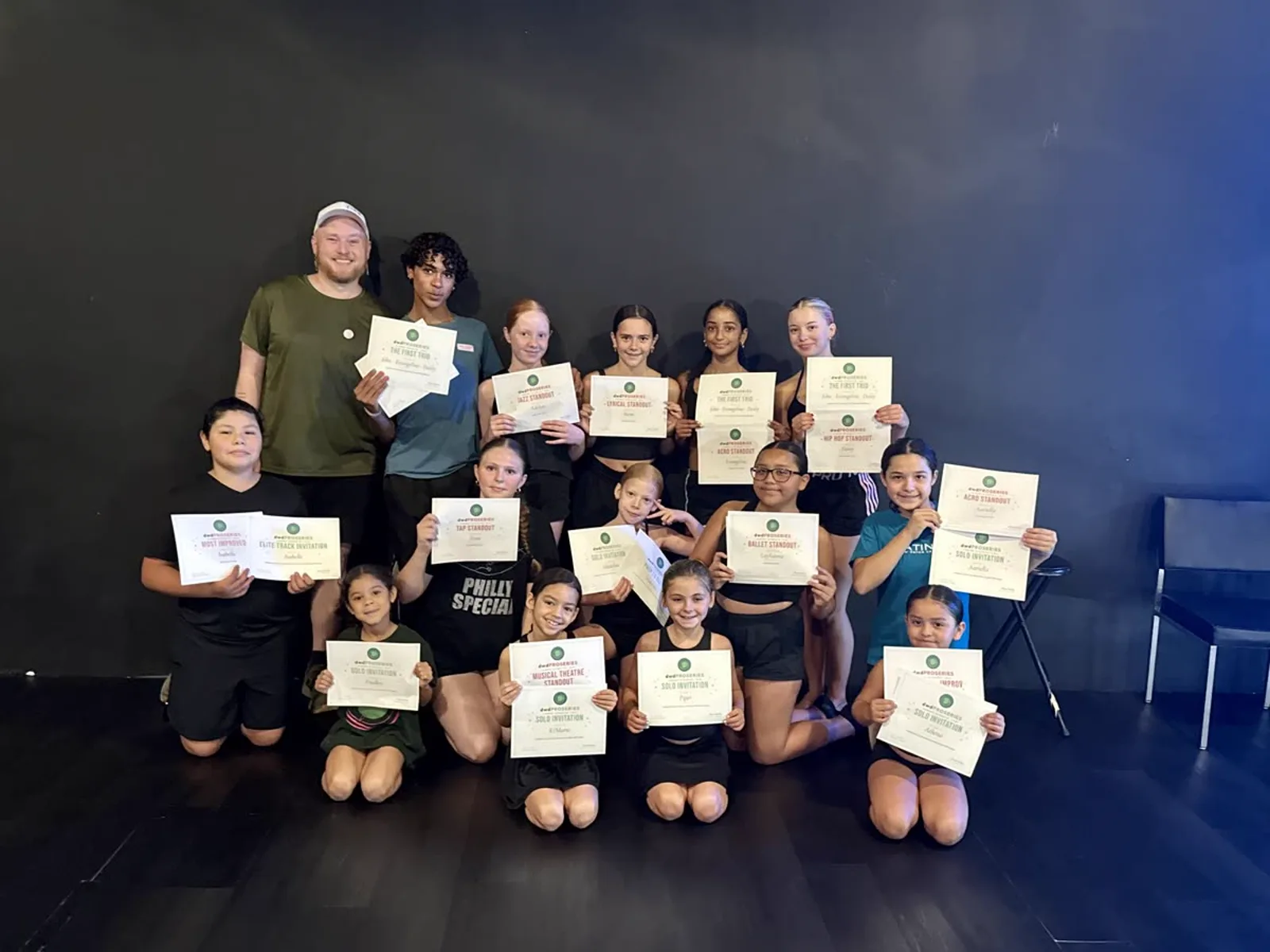 The Summer Intensive class with Dixon, certificates in hand